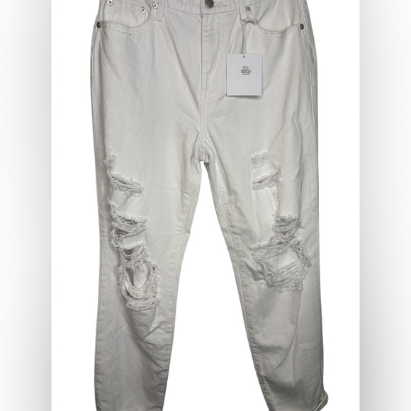 Pistola Presley Distressed High Rise Relaxed Roller Jean White 27 NWT - Picture 4 of 12